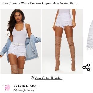 Distressed White Shorts